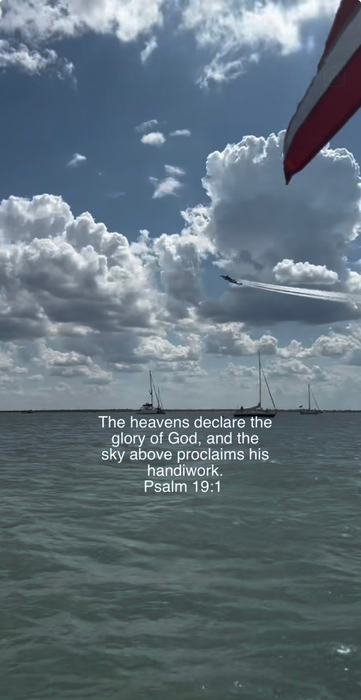 "Peace I leave with you; my peace I give to you. Let not your hearts be troubled, neither let them be afraid." John 14:27 — looking forward on sailboat deck