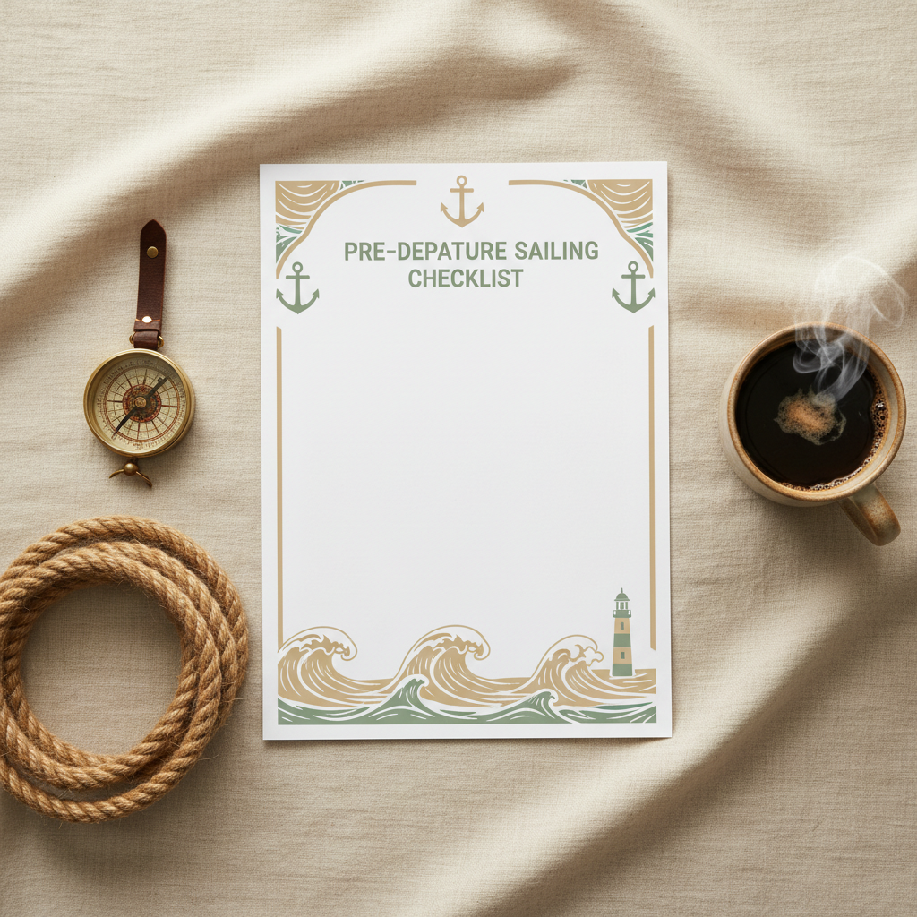 Pre-Departure Sailing Checklist flat lay