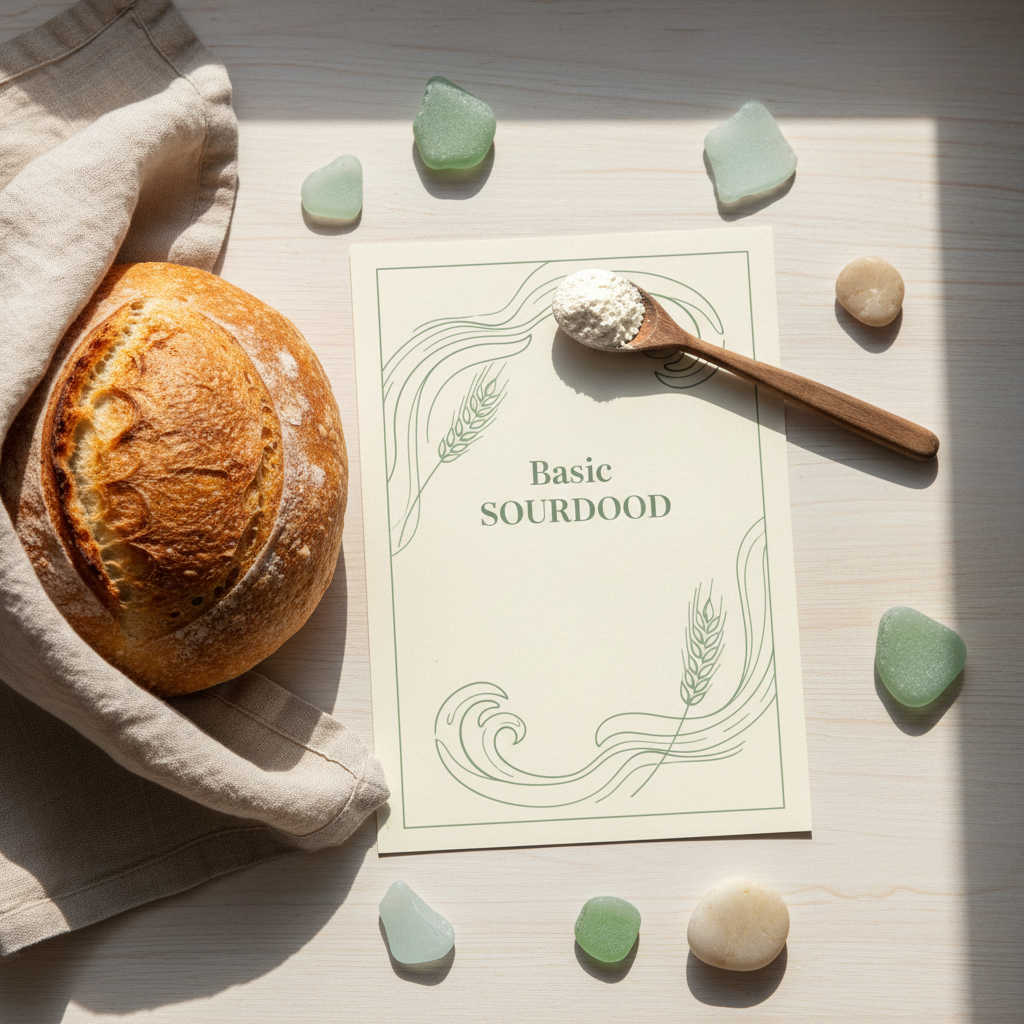 Basic Sourdough recipe printable flat lay